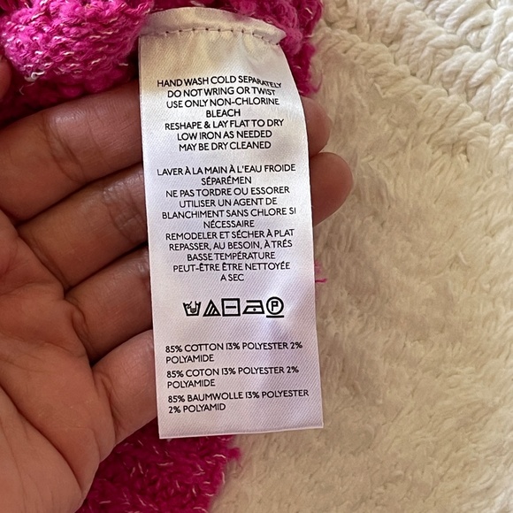 Anthropologie Pilcro Crochet Knit Sweater Women's Size S Pullover Pink Crop - Picture 10 of 12